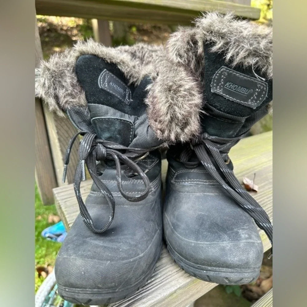 Snow Boot Khombu Waterproof‎ Black Faux Fur Woman's Size 9